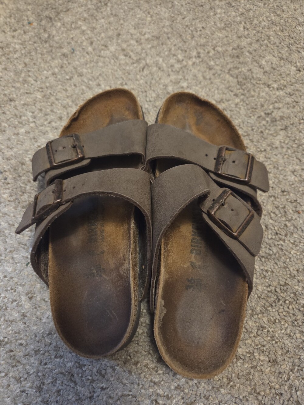 Well Worn Birkenstock Sandals Sz 36 Womens Brown Leather